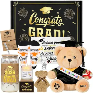2026 Graduation Gift for Her, College & High School Graduation Gifts Basket with Plush Bear Scented Candles Tumbler Class of 2026 Graduate Gifts Box for Women Girl Daughter Senior Graduates
