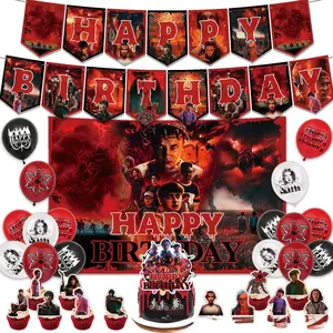 Stranger Things-Themed Birthday Party Decoration Set:Complete Party Supplies Including Banner, Backdrop,Balloons, and Cake Toppers