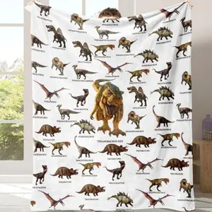 Soft Comfortable Funny Throw Blanket Dinosaur Print Cozy Blanket, Warm Napping Throw,Room Decor Ideas,Sleeping Bedding Supplies For Home Office Travel