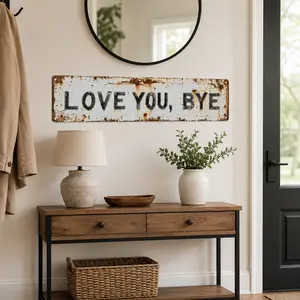 Vintage Metal Sign "Love You Goodbye" 16x4inch Aluminum Wall Art for Entrance Corridor Room Wedding Decor Multi-functional Home Decoration Charm