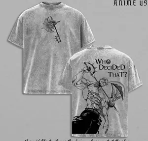 Escanor Seven Deadly Sins T-Shirt Who Decided That Quote Pride Sin Vintage Washed Oversized Anime Streetwear Heavy Cotton Sigma Male Unisex Tee Retro Graphic Top Gift For Anime Fan ZK4