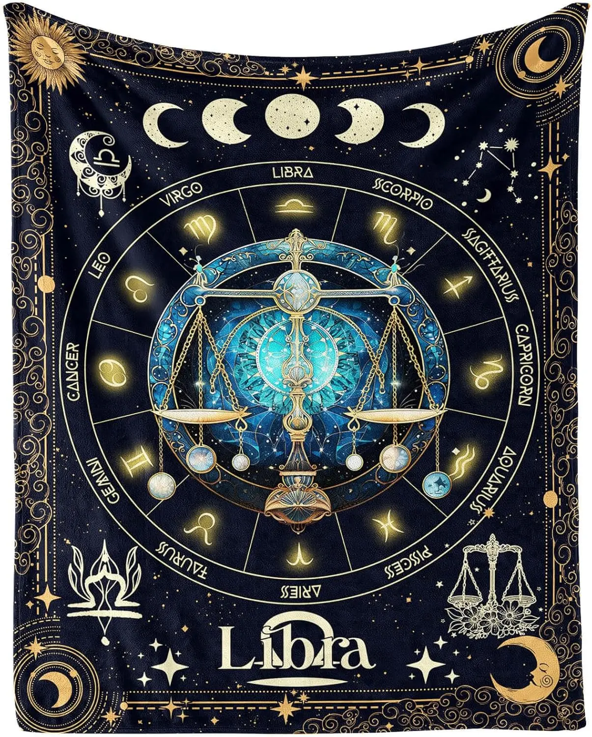 Libra Zodiac Blanket for Boys Girls, Secret Astrology Themed Design Printed Throw Blankets for Kids Lap, Chair Sofa, Soft Fleece Cozy Blanket, 40"x 50"