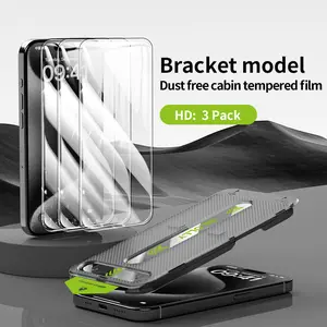 3-Pack HD/ Privacy Screen Protector Tempered Glass Film for iPhone 15/ Plus/ Pro/ Pro Max, 14/ Plus/ Pro/ Pro Max, 13/ Pro/ Pro Max, 12/ Pro/ Pro Max, 11/ Pro/ Pro Max, Full Edge Coverage, Ultra Durable, with Installation Tool, Case Friendly
