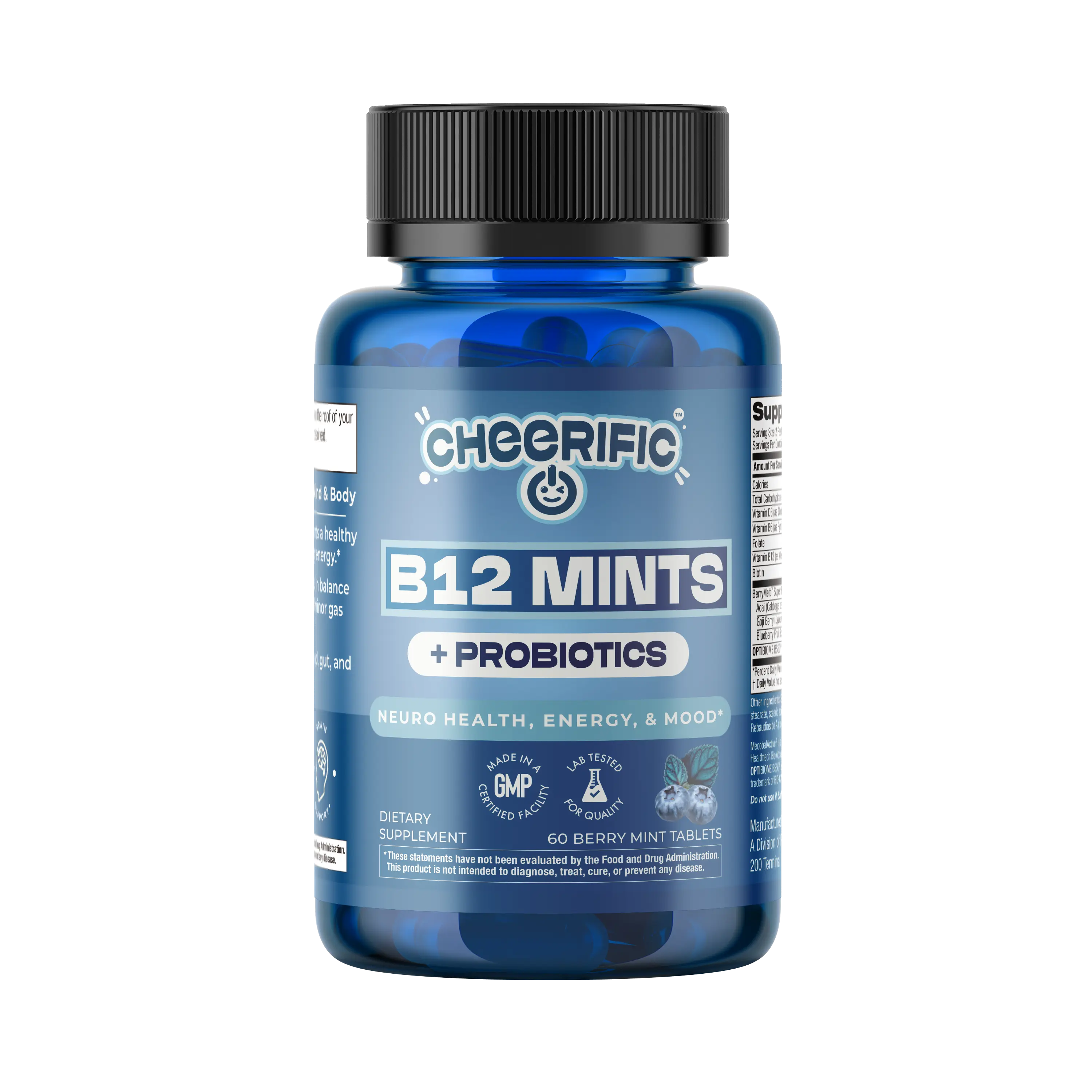 B12 Mints + Probiotics – 60 Berry Mint Tablets
