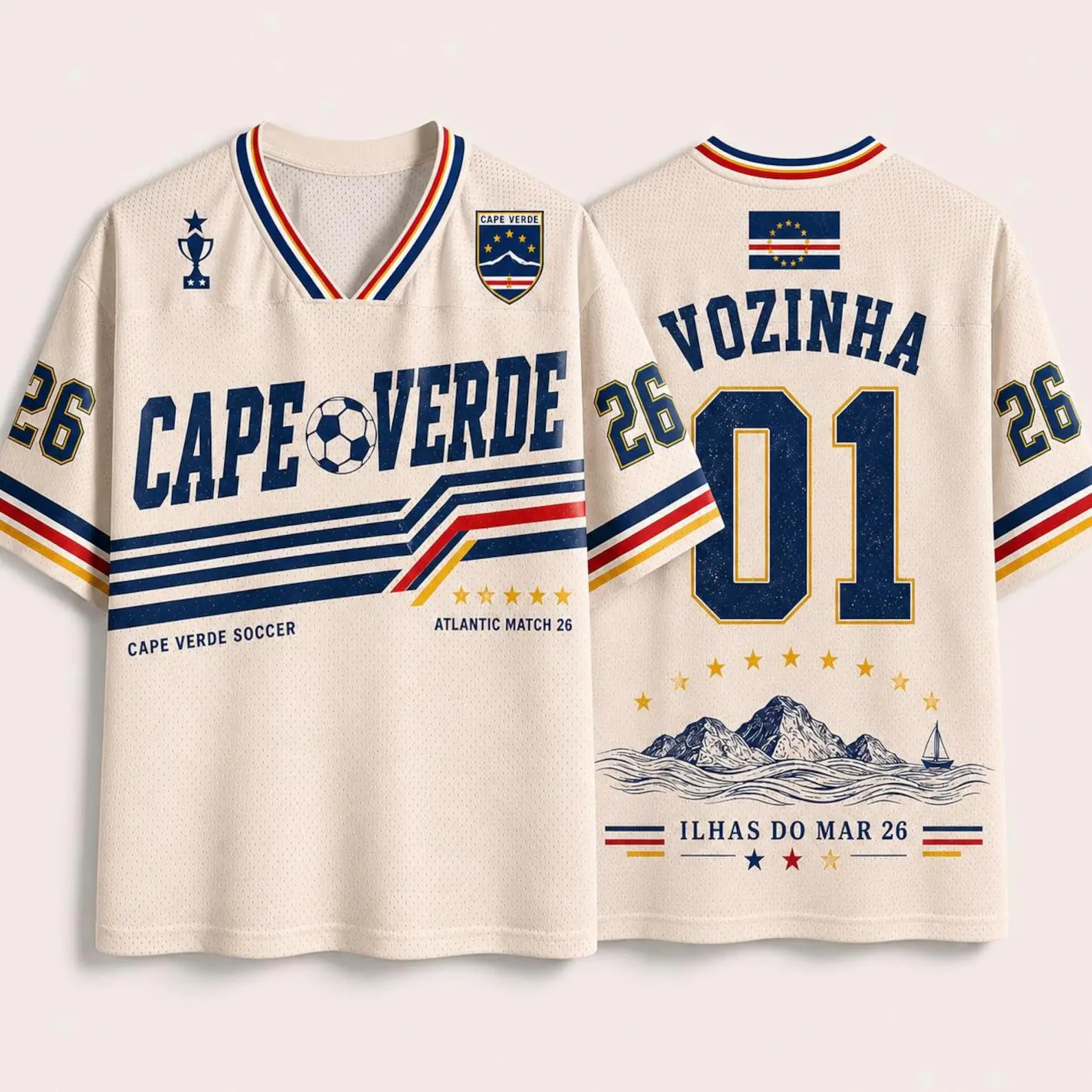 High-Quality 3D Vozinha Cape-Verde Soccer Jersey – Breathable Mesh Fabric - A Must-Have for WorlddCup Fans – Classic Style Jersey - Perfect Gift