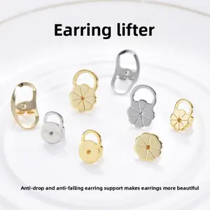 Gold-plated earlobe supports for women, suitable for heavy earrings - special earring backings for drooping earlobes - comfortable stud backings - fashionable jewelry accessories E50040-EH