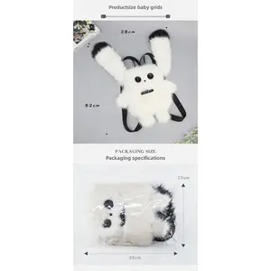 Plush rabbit bag girl comic show backpack y2k arctic rabbit pain bag two-dimensional messenger bag rabbit backpack