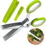 Herb Scissors, Multipurpose Sharp Kitchen Herb Cutter Shears with 5 Stainless Steel Blades, Safety Cover, Cleaning Comb, Cool Kitchen Gadgets for Cutting Fresh Garden Herbs, Dishwasher Safe