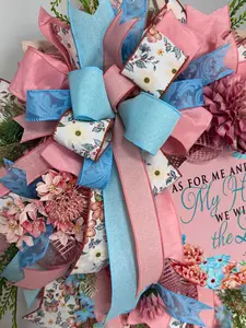 Christian Front Door Wreath | Joshua 24:15 Scripture Wreath | Faith Based Floral Home Decor