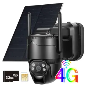 4G LTE Cellular Solar Security Camera Wireless Outdoor, No WiFi Solar Powered Camera, 360° Live View, 2K Color Night Vision, PIR Motion Sensor, 2 Way Talk, Built in SIM Card