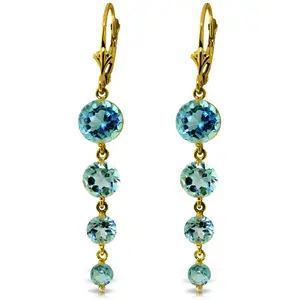 14k Yellow Gold Chandelier Earrings with Natural Blue Topaz