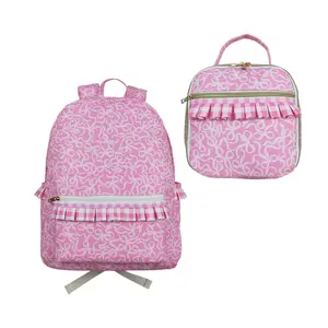 Back to School Girl Lunch Box & Backpack Set | Cute Pink Bow Print | Adorable Matching School Supplies | 5*13.5*17 inches Kids Backpack | Preppy Girl School Gear | Sweet School Outfit Essentials, School Backpacks, Preppy Girl Gear