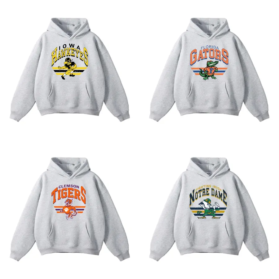 College Football Hoodie, Sport Grey Color Hoodie for Game Day Fans, Classic Football, Graphic Print