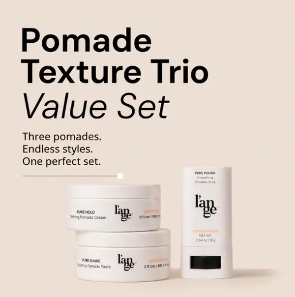 L'ANGE HAIR - Pomade Texture Trio Value Set (221g) - Lightweight Haircare Textured Stylers: Cream, Pomade, Stick with Flexible-Firm Hold, Semi-Matte Finish for Smoothing, Frizz Control, Edge Shaping