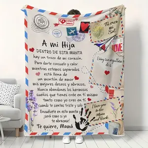 A Letter to My Son & My Daughter Custom Blanket Soft Throw Blanket for Couch Cozy Spanish Alphabet Heart Design Ideal Gift for Birthdays Back-to-School Graduation Christmas