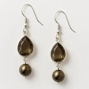 Smoky Quartz and Hematite Dangle Earrings