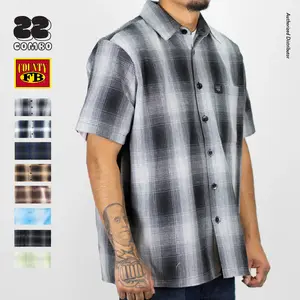 FB COUNTY Men's Flannel Shirt FBCOUNTY Checker Short Sleeve Flannels Casual Hip Hop Checkered Shirts (S to 3XL)