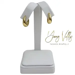 Elegant Gold Plated Medium Hoop Earrings