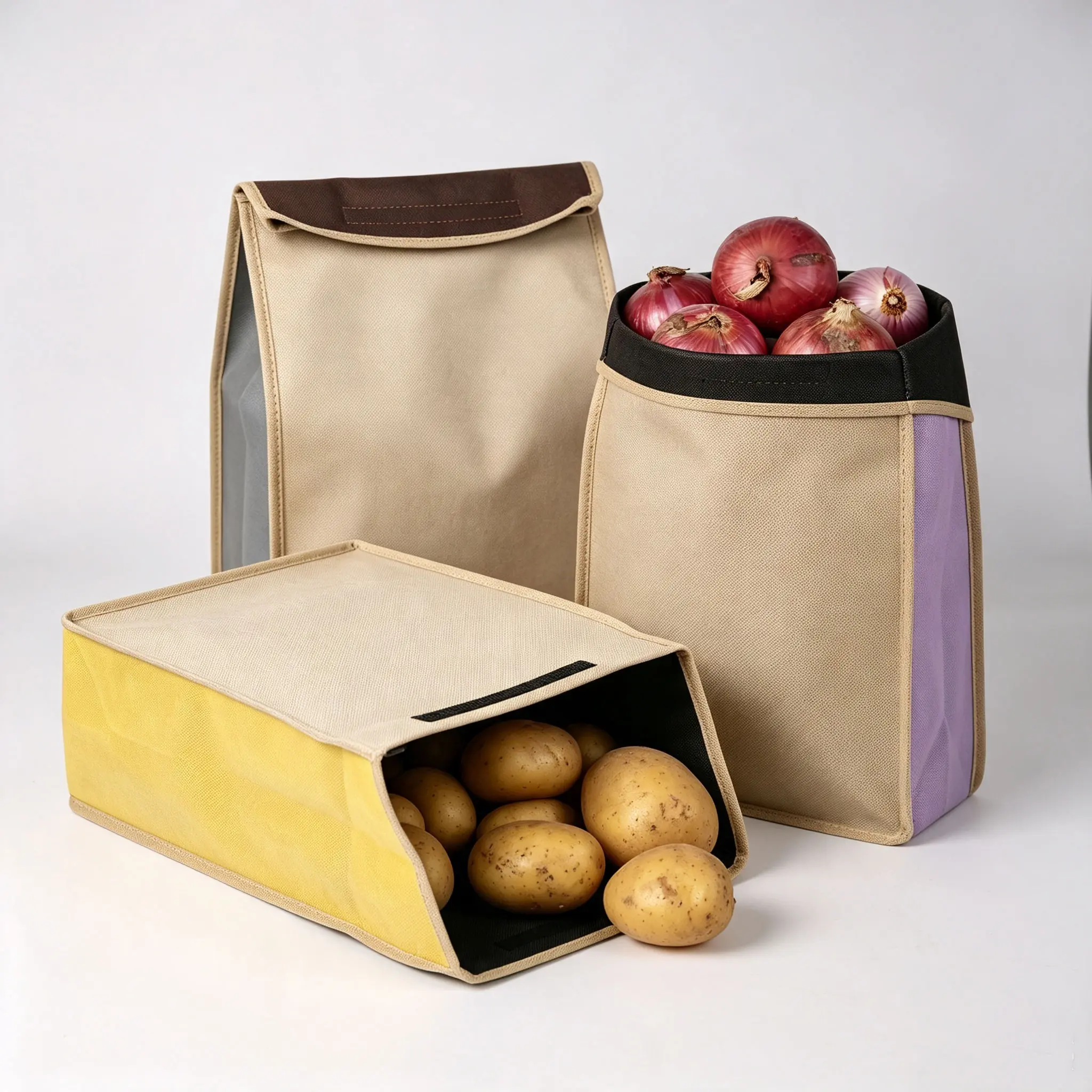 Potato & Onion Sprout-Free Storage Bags, Light-Blocking Breathable Reusable Zippered Veggie Saver, Prevents Sprouting Extends Shelf Life, Space-Saving Pantry Organizer, No Food Waste Kitchen Hack