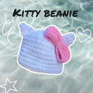 Kitty beanie with pink bow
