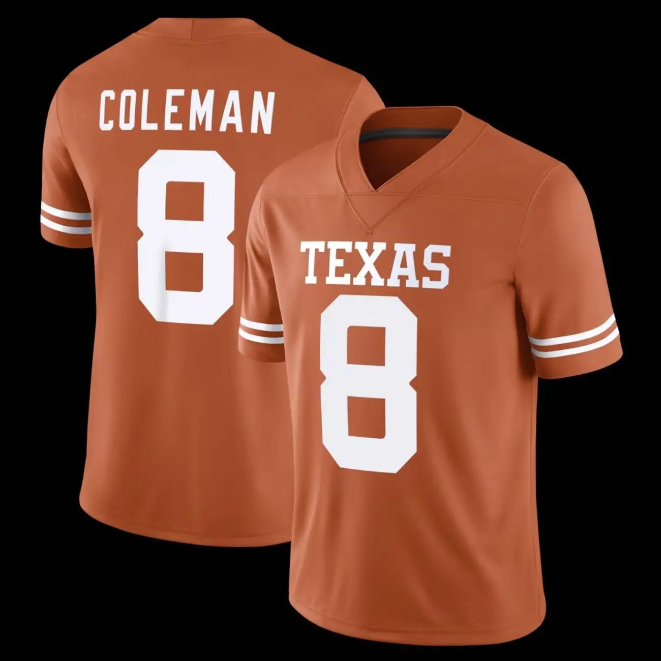 Unisex Football 8 Coleman Texas Longhorns Team Game Football Jersey - Texas Orange