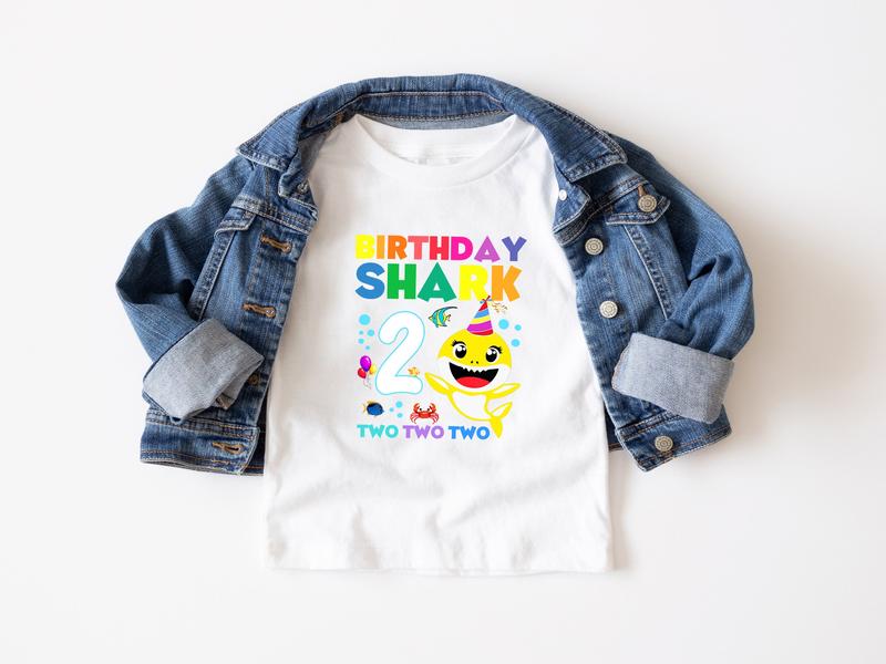 Birthday Shark 2 Two Two Shirt, Happy Birthday Tee, Baby Shark Shirt, Birthday Shark, Family Shark Birthday, Custom Baby Shark Birthday Tee