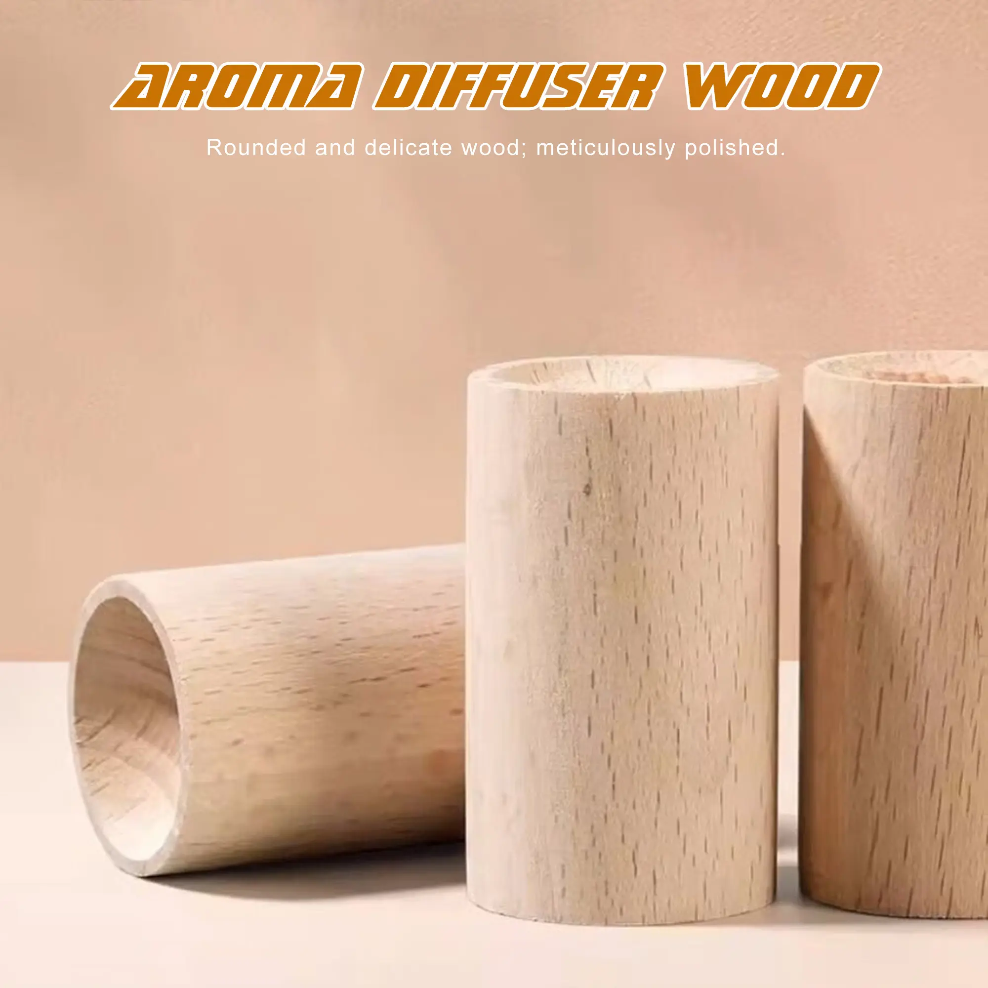 6 Counts Wooden Essential Oil Diffuser, natural wood material, long lasting fragrance, multi scene use for home and car, safe operation without heat