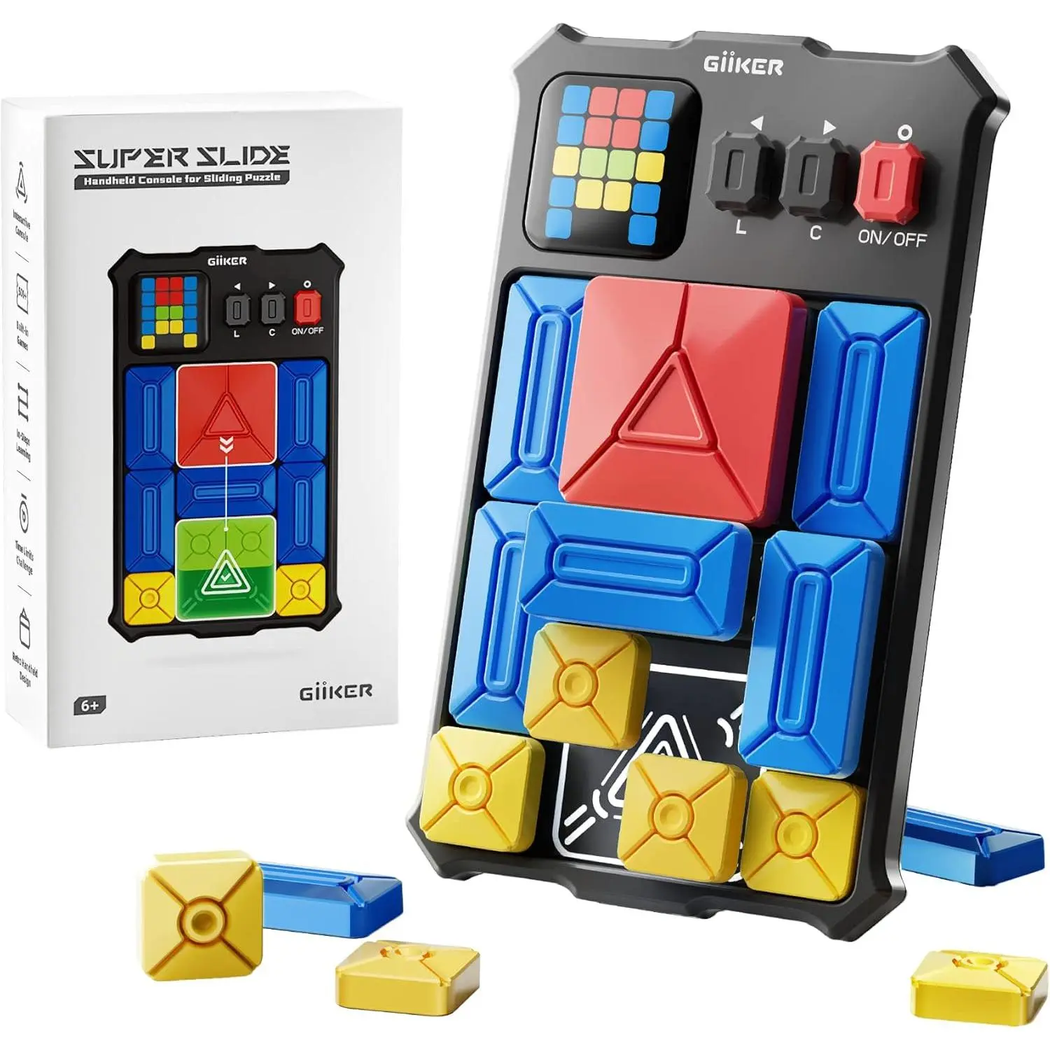 Super Slide Puzzle Game - 500+ Challenges Brain Teaser Toy for Unisex Children, Road Trips Activity, Birthday Gift Easter Basket Stuffer
