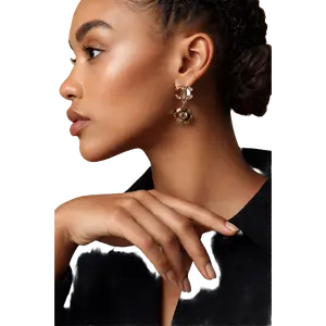 Pre-owned Metal Bag Accessories CHANEL Coco Mark Camellia Swing Motif Gold tone Pierced Earrings