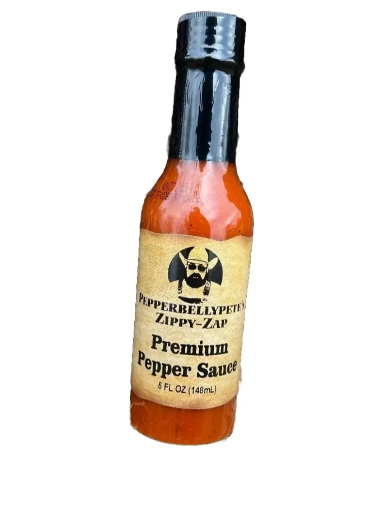 Pepper Belly Pete's Zippy-Zap Premium Spicy Hot Sauce (5 oz, Refrigerated) - Made with Red Cayenne Peppers, Ideal for Seafood & Cooking Use