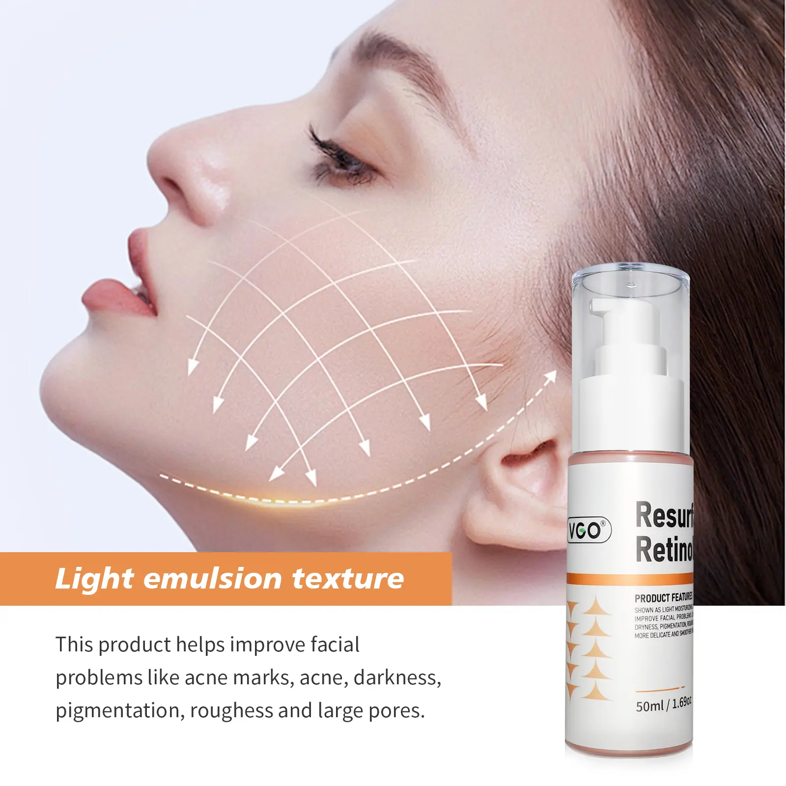 VGO Retinol Serum with Niacinamide & Hyaluronic Acid, Gentle Anti-Aging & Firming Formula to Smooth & Hydrate Skin, For Oily & All Skin Types, 50ml, Evening