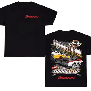 Snap-on Hammer Down and Hooked Up T-Shirt – Vintage Racing Car Graphic Tee, Classic Muscle Car Streetwear Shirt, Soft Cotton Unisex Automotive Racing Apparel Gift for Car Lovers