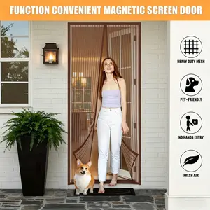 No-Drill Mesh Door Curtain, Automatic Closure, Pet Safe, Windproof, Mosquito Barrier, Summer Fly Prevention, Home Decor