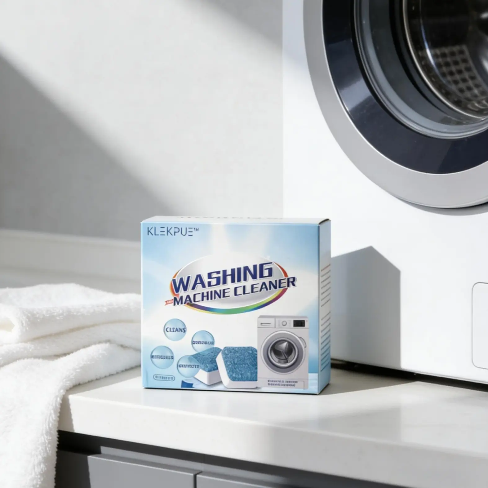 Washing Machine Cleaner Tablets - 12 Tablets/1 Box Eco-Friendly Effervescent Floral Tablets with Active Enzymes, Anti-Bacterial, Odour Control for Front & Top Loader Washers