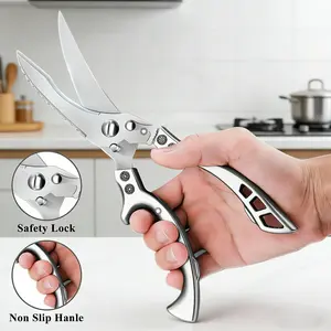 Dishwasher-Safe Heavy-Duty Kitchen Shears - Multipurpose Extra-Sharp Stainless Steel Meat Shears, Spring-Loaded for Chicken, Turkey, Fish & Vegetable Cutting