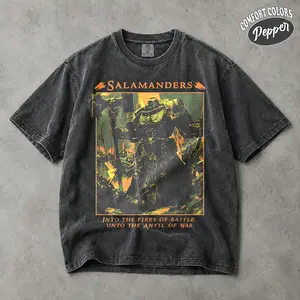 Salamanders Warhammer 40K Shirt, Vulkan Space Marine Tee, Grimdark Gaming Graphic Shirt, Warhammer Streetwear Menswear T-Shirt Top