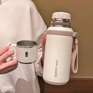 600ml Stainless Steel Water Bottle, Vacuum Insulated Coffee Cup with Lid, Leakproof Metal Water Bottle, Portable Travel Flask for Camping Cycling Home Office, Hot Cold Drink Bottle