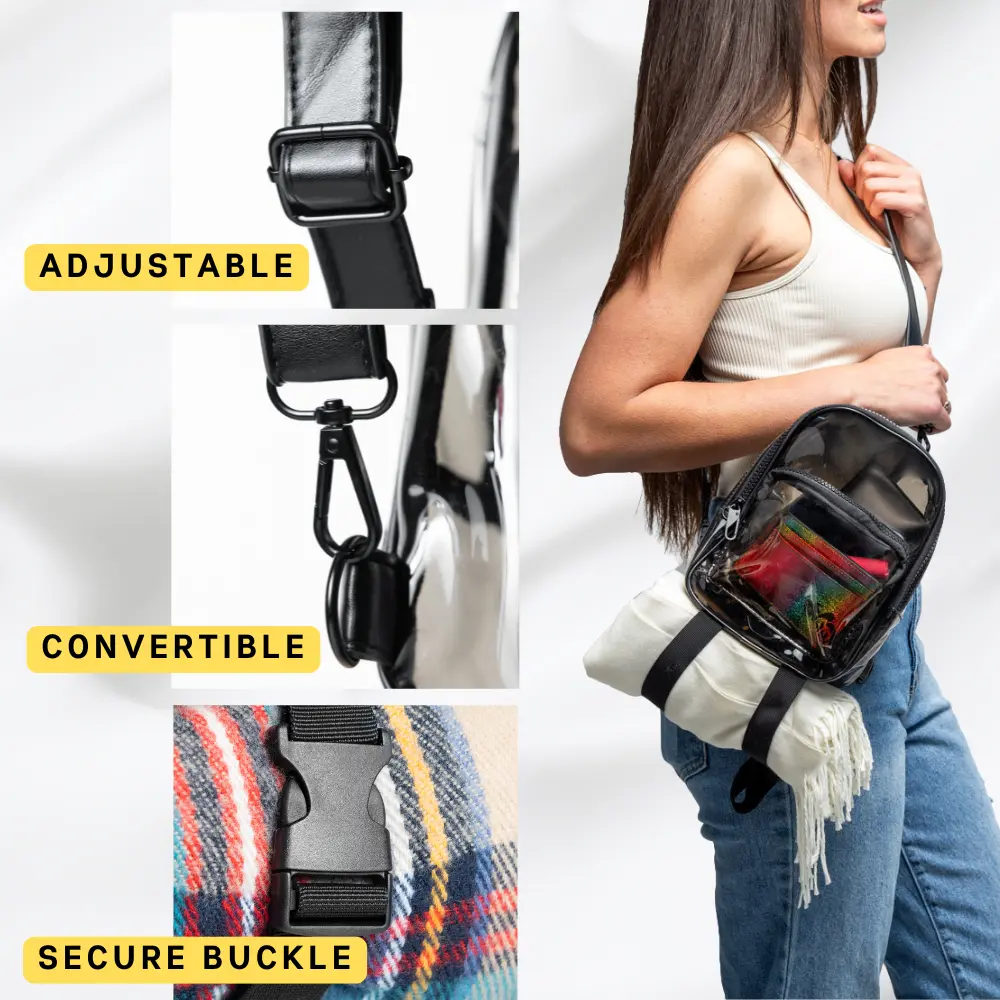 Anti-Theft Mini Backpack Black Clear Transparent Small  display picture 2