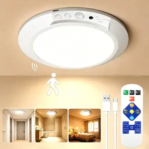 Wireless Motion Sensor Ceiling Light – Rechargeable No Wiring Smart LED Light with Remote Control, Auto Motion Activated, Ultra Bright Dimmable Overhead Lamp for Shower, Closet, Bathroom & Anywhere summerwins