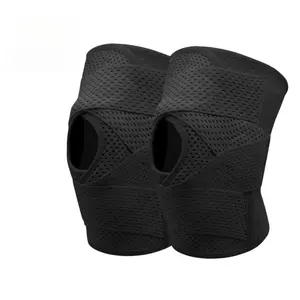 Knee Brace for Protection and Support with Air Mesh Fabric, Adjustable Wrap with Side Stabilizers, Ultra-Soft Bandage for Sports, Running, and Outdoor Activities