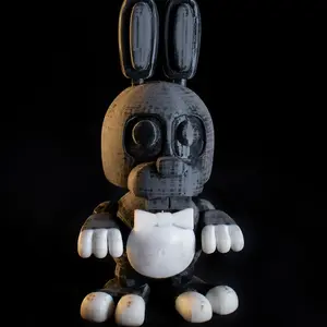 Bonnie Mini (Partially Sanded Black and White) 7in Tall, FNAF Office Figure Toy FNAF 3, 3d Print, Five Nights At Freddy's