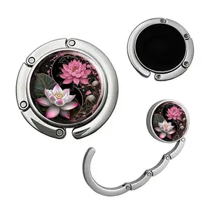 Tai Chi Lotus Foldable Compact Purse Hook,Womens Bag Purse Folding Hanger,Purse Holder Handbag Hanger Desk Table Bag Hooks for Women Bag