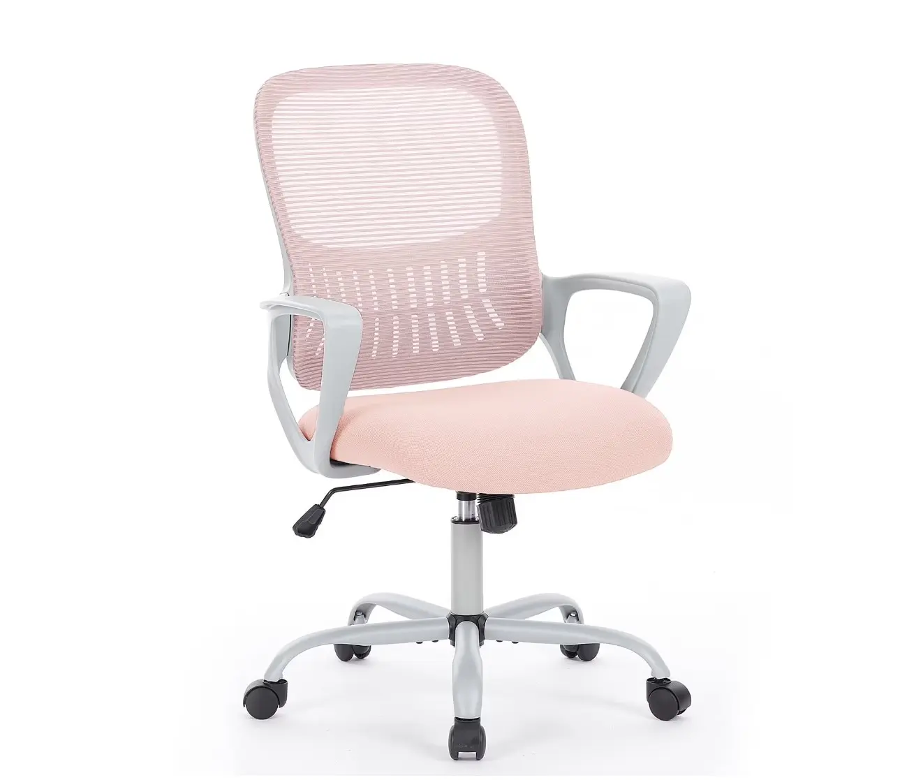 Desk Chair with Ergonomic Lumbar Support for Home, Office, Bedroom, 250lbs, Pink/ Black/ Gray
