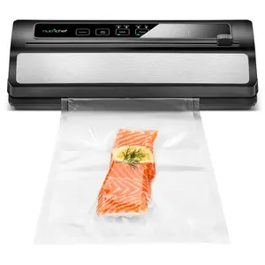 NutriChef Automatic Food Vacuum Sealer | 110W Stainless Steel ABS Food Packaging Machine with Reusable Bags, Rolls & Air Hose - Ideal for Meal Prep & Food Storage - Extends Shelf Life