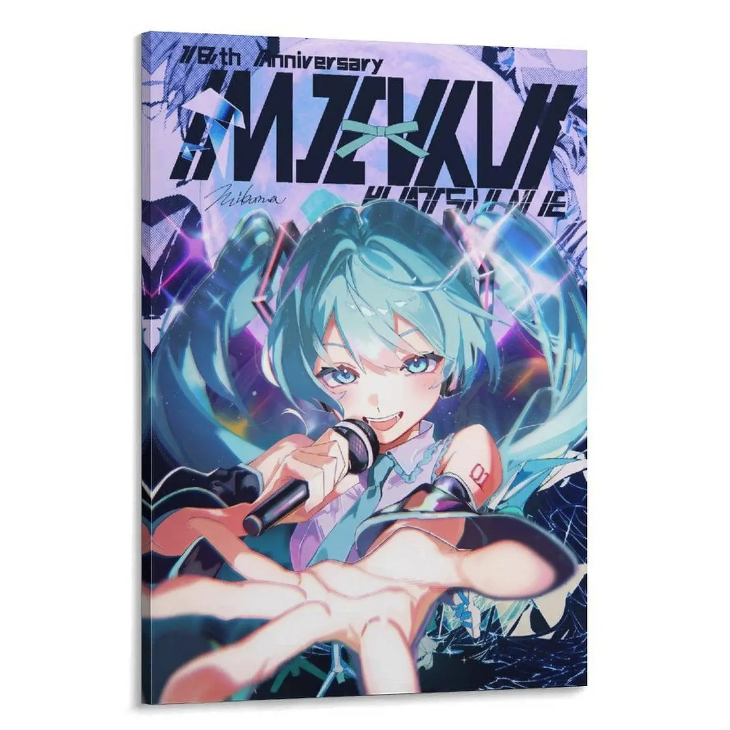 Hatsune Miku Canvas Wall Art, Vocaloid Anime Poster Print, Neon Gaming Room Decor, Bedroom Wall Art, Music Studio Decoration, Gift for Miku Fans,Hatsune Miku Anime Wall Art Canvas, Neon Vocaloid Poster, Cyber Aesthetic Decor for Gaming Setup, Bedroom