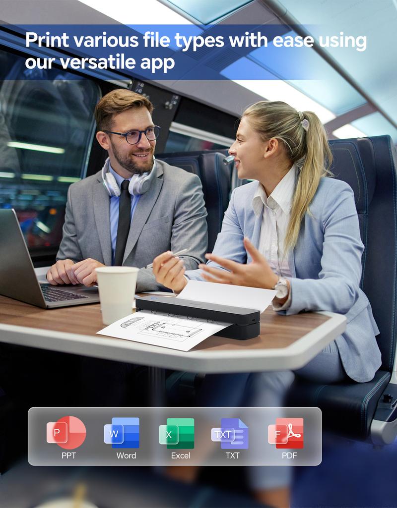 Portable Wireless Bluetooth Thermal Printer, Inkless Travel Printer for iOS Android Laptop, Mobile Printer for Home Office, Supports 8.5x11 US Letter & A4 Paper, GiftedInLove