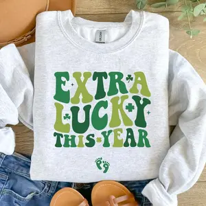 Extra Lucky This Year St Patrick's Day Pregnancy Reveal Sweatshirt, Pregnancy Announcement Shirt, Mom To Be Shirt, St Patrick's Baby Shower Tops