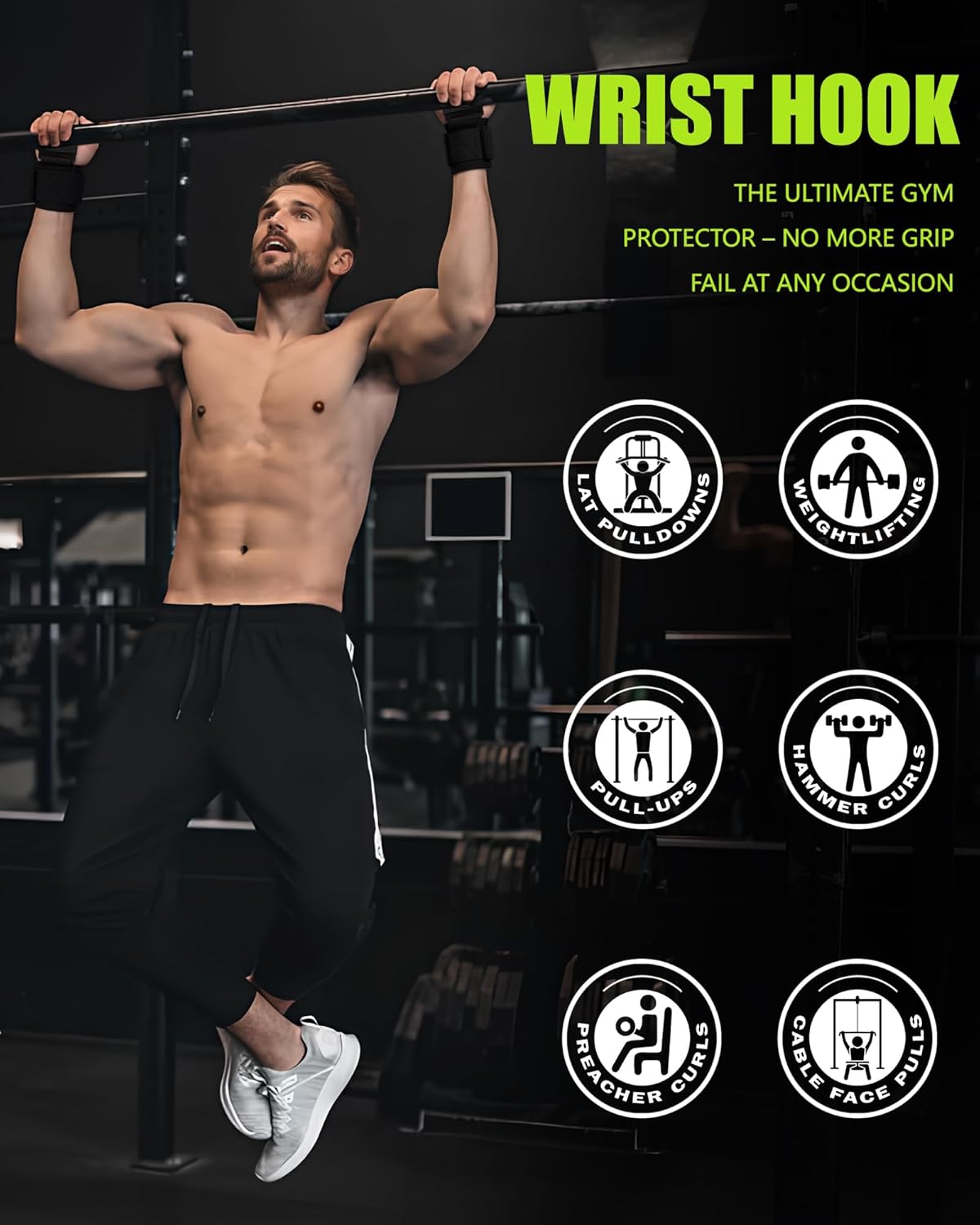 Weight Lifting Hooks Pair Heavy Duty Power Wrist Straps Hand Grip Support For Deadlifts Pull Ups for Men and Women ﻿