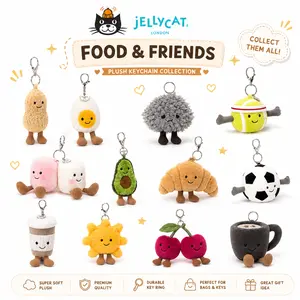 JellyCat Keychain Collection 2026, Cute Plush Keychain Collection, Kawaii Bag Charm for Backpack, Purse & Car Keys