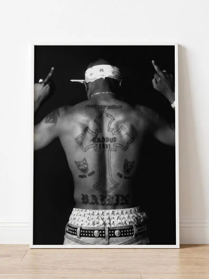 Tupacc Poster | Hip Hop Wall Art Print | 90s Rap Bedroom Decor